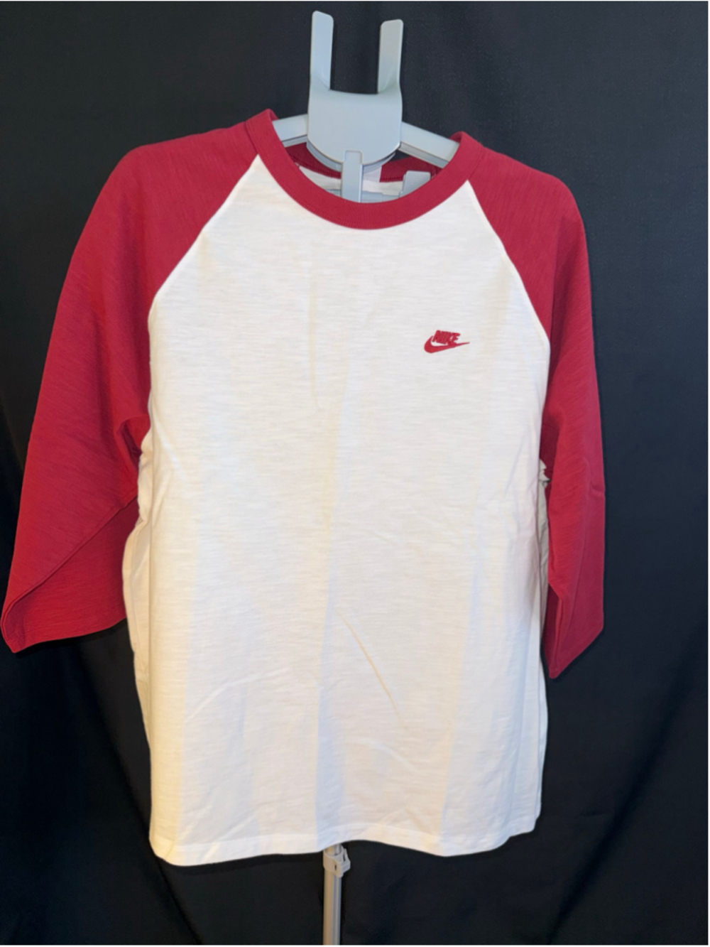 Men's Nike Baseball Tee Shirt Size L White Red Long Sleeve